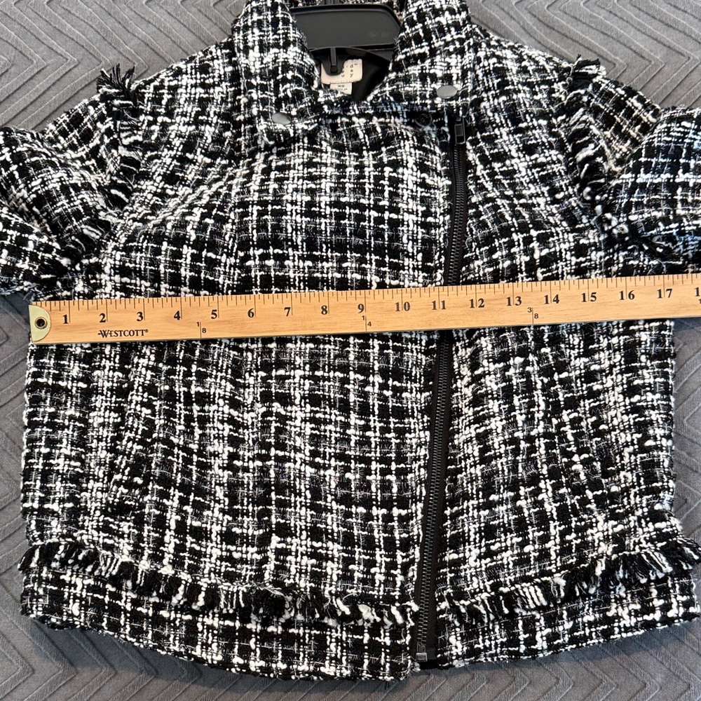 NWT A New Day Black and White Tweed Moto Jacket - Picture 8 of 11